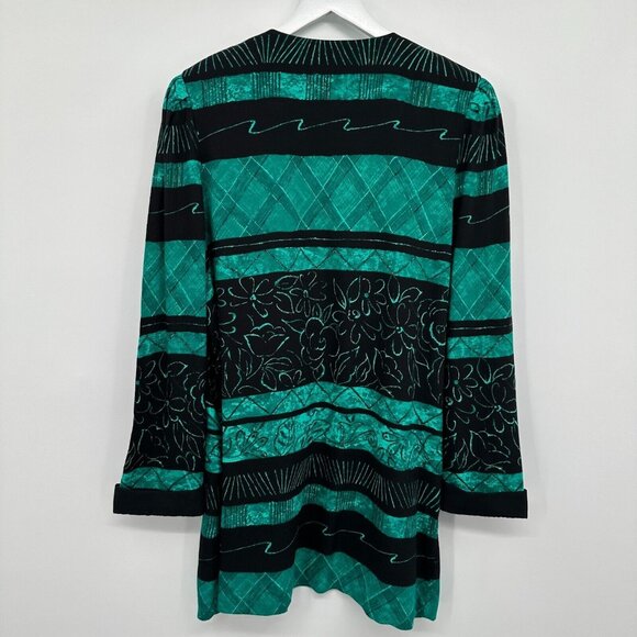 Vintage Jacket Cardigan Size 14 Open Front Long Sleeve Shoulder Pads Made in USA - Picture 6 of 9